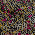 Silk Jacquard - Jewels - Red & Pink on Leopard Print