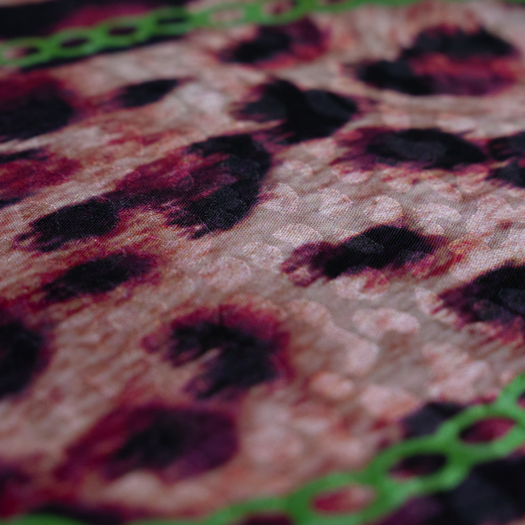 Silk Jacquard - Jewels - Red & Pink on Leopard Print