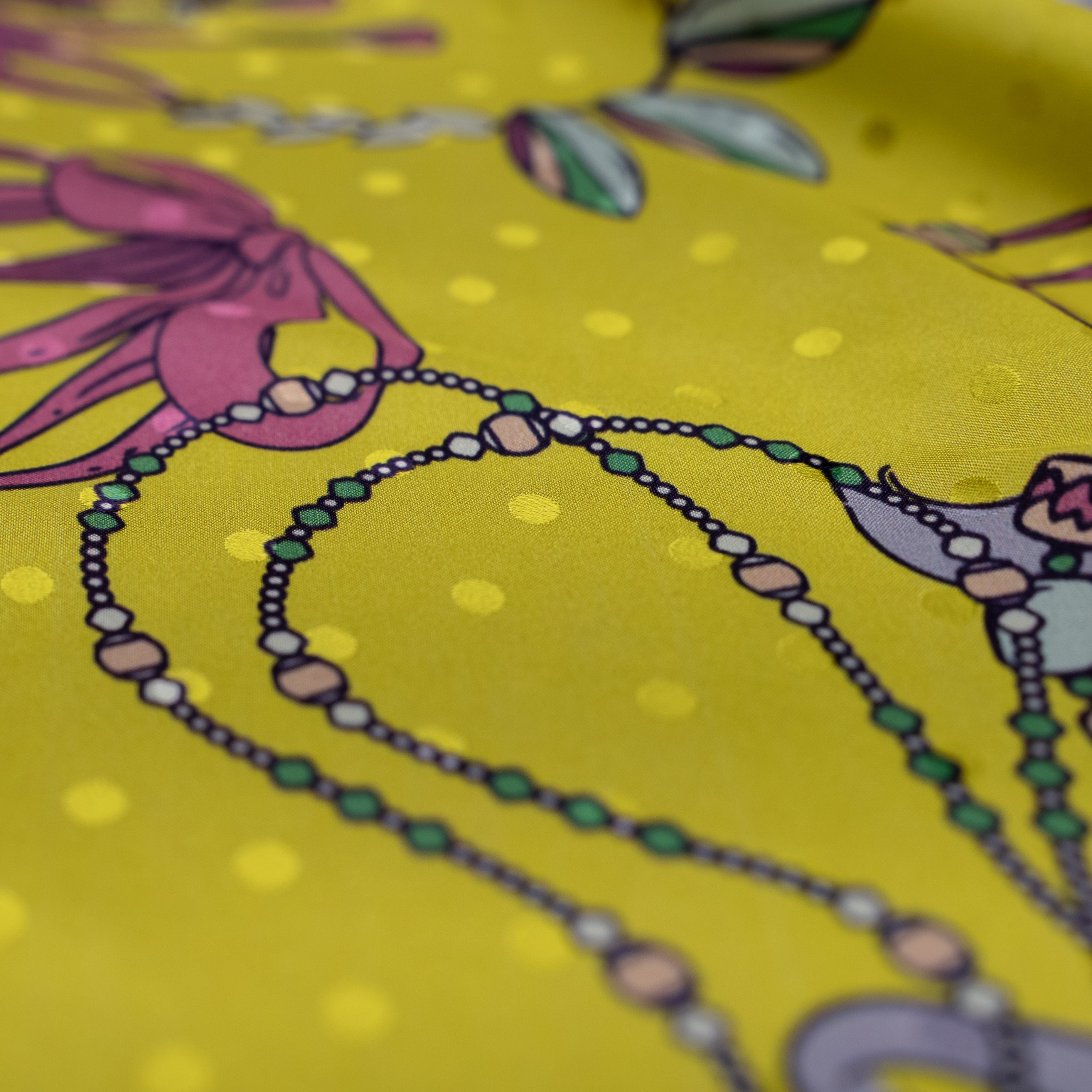 Silk Jacquard - Geometric - Colourful Bright Jewels on Yellow