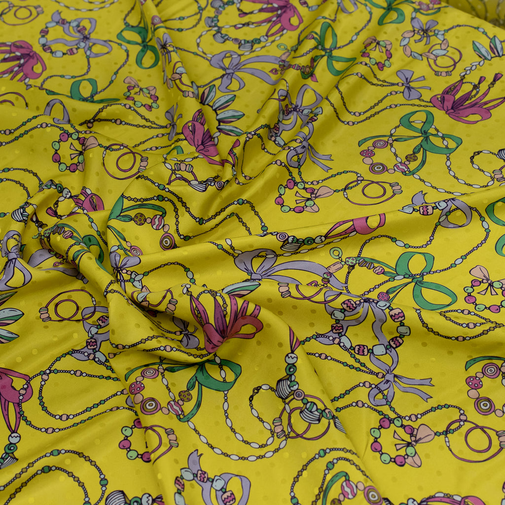 Silk Jacquard - Geometric - Colourful Bright Jewels on Yellow