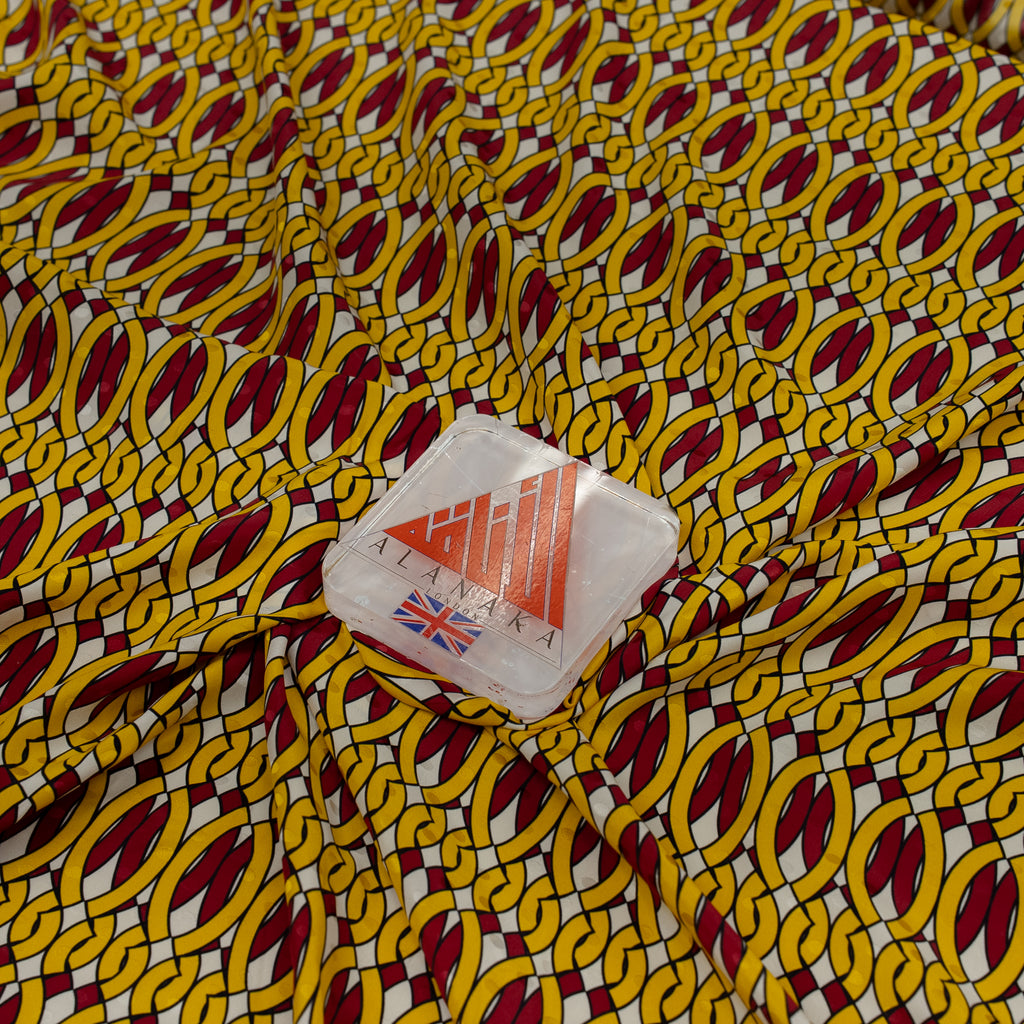 Silk Jacquard - Geometric - Red & Yellow
