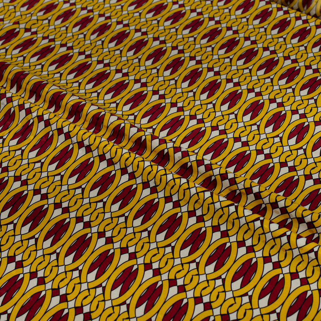 Silk Jacquard - Geometric - Red & Yellow