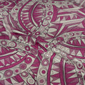 Close-up of pink and white geometric patterned fabric