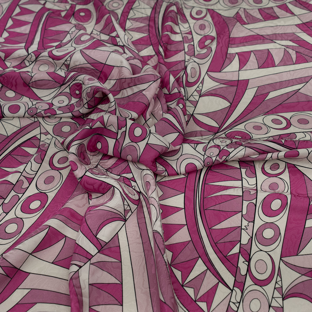 Pink and white patterned fabric