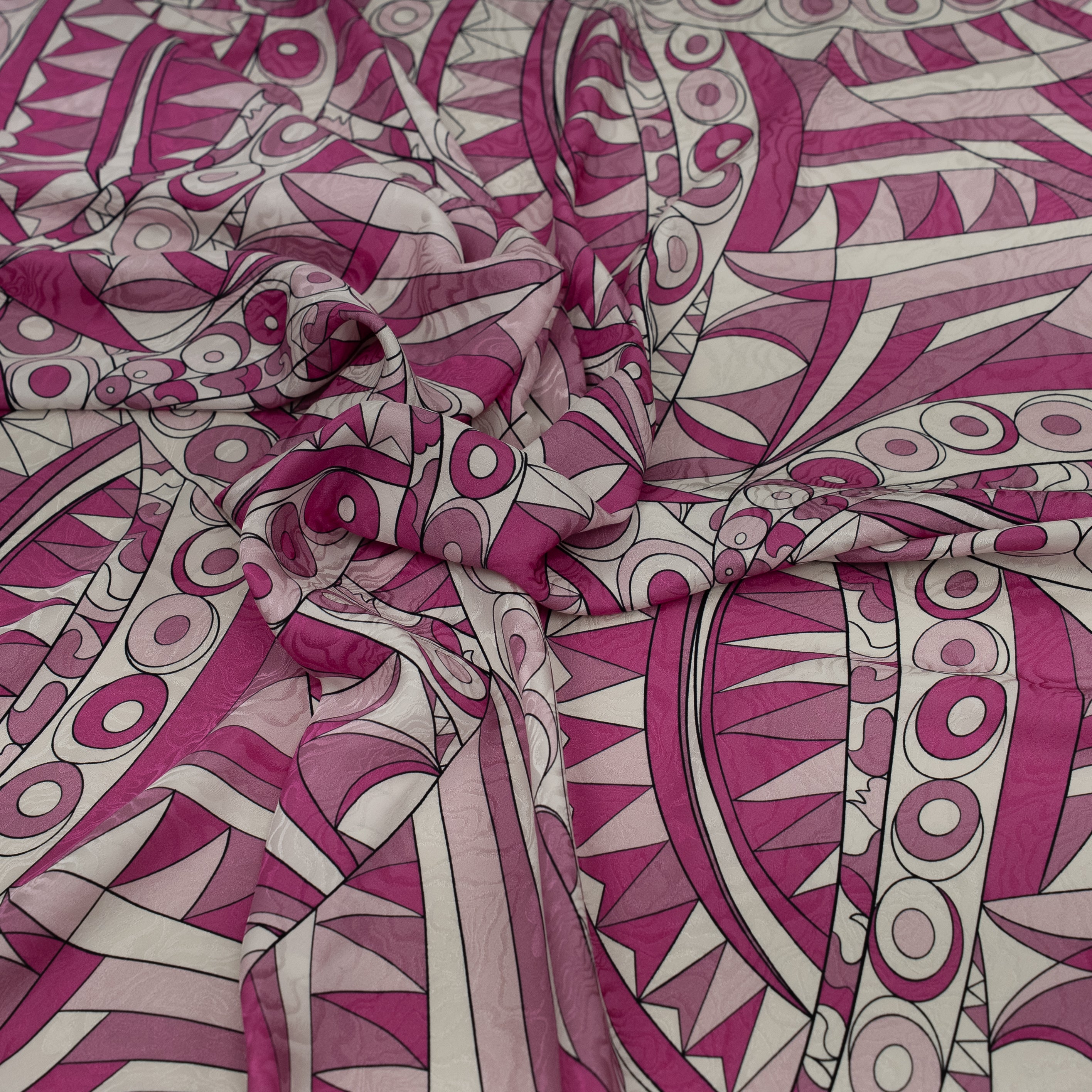 Pink and white patterned fabric