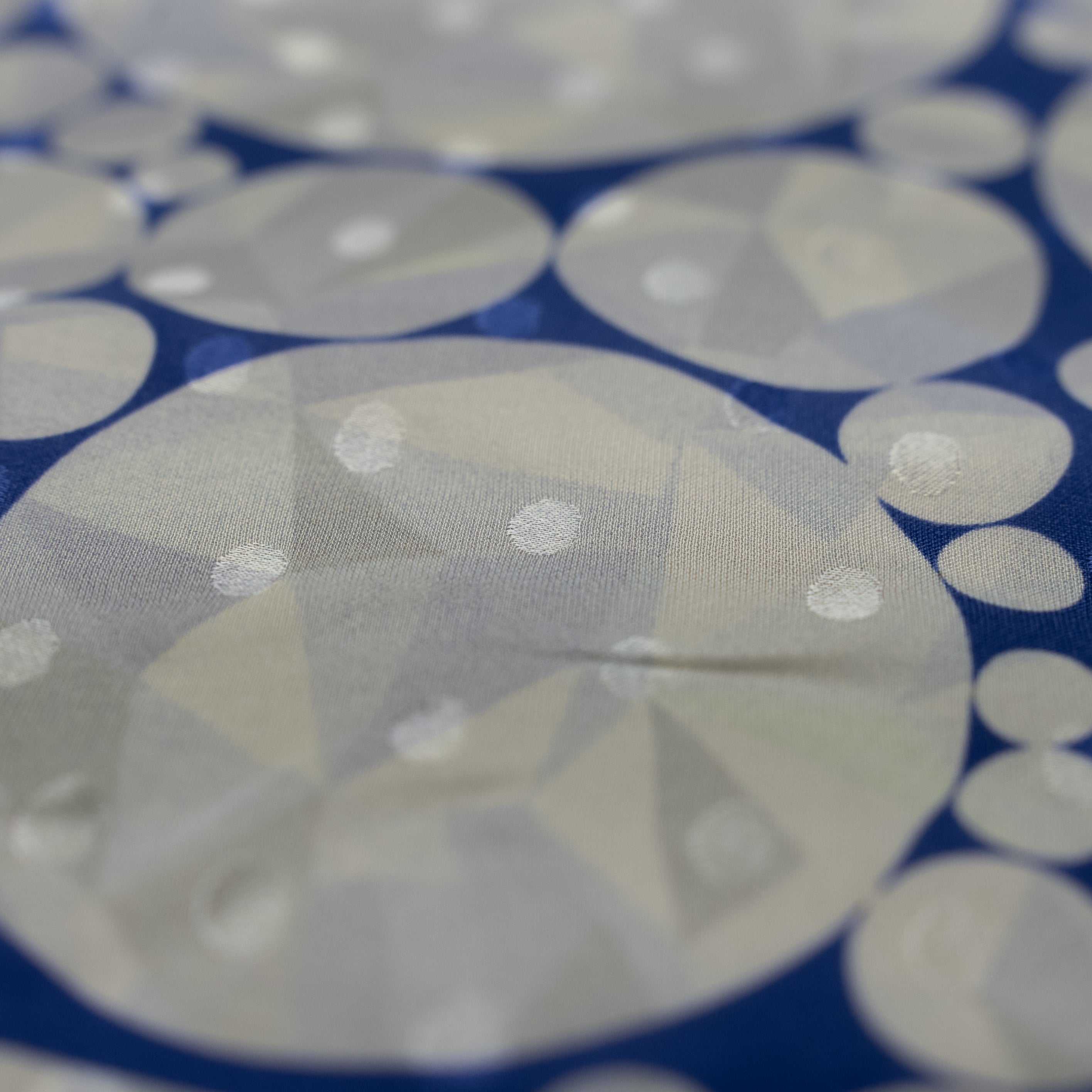 Silk Jacquard - Jewels - Round Diamonds on Blue