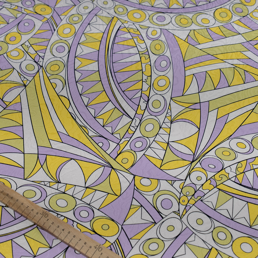 Silk Jacquard - Geometric - Abstract Yellow & Purple