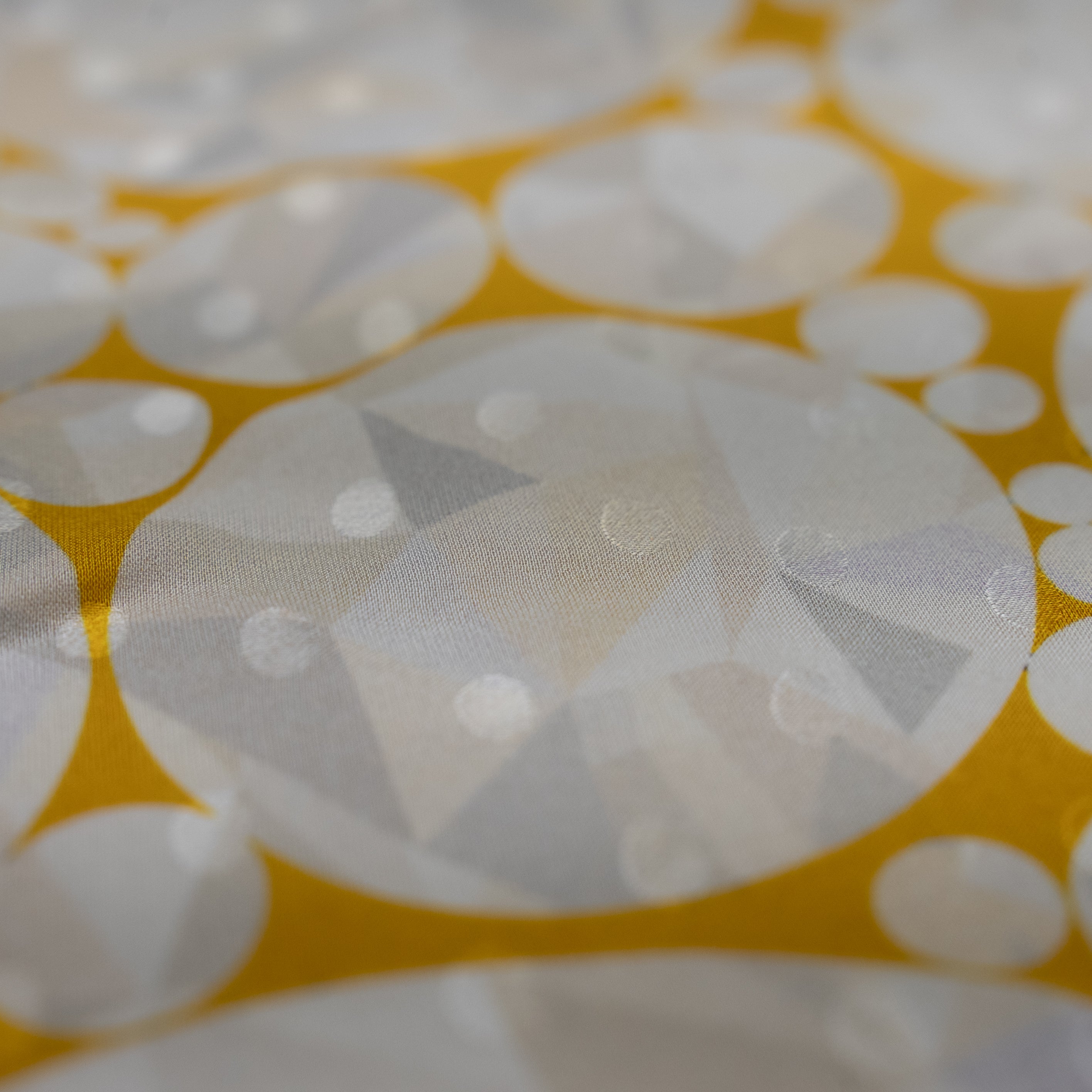 Silk Jacquard - Jewels - Round Diamonds on Yellow