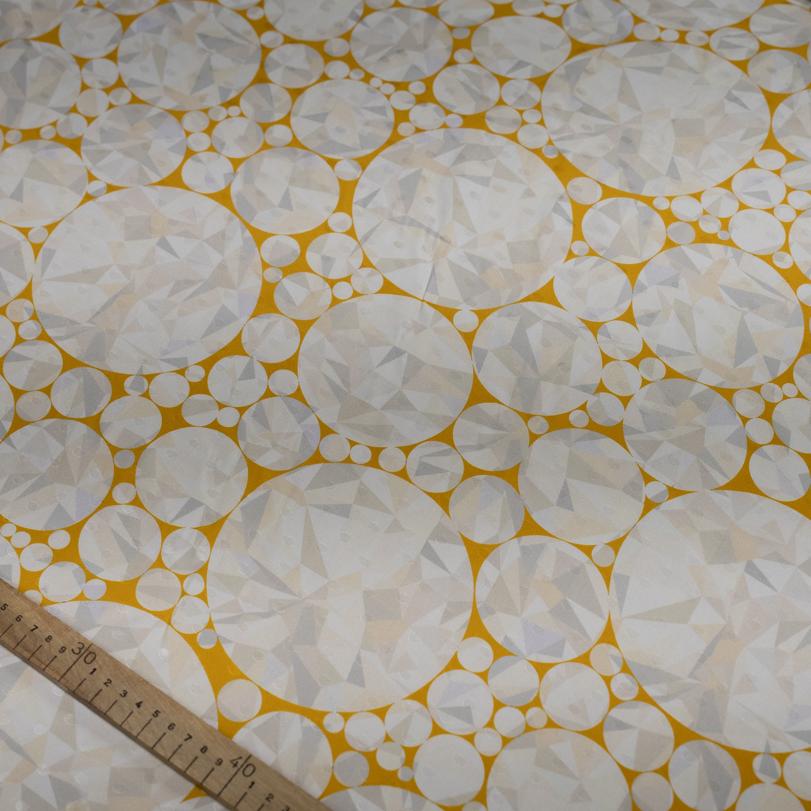 Silk Jacquard - Jewels - Round Diamonds on Yellow