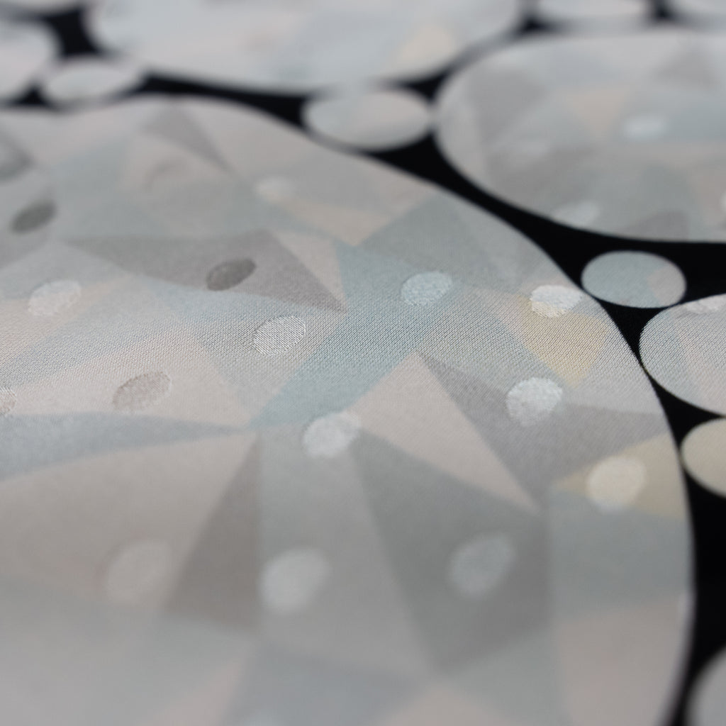 Silk Jacquard - Jewels - Round Diamonds on Black