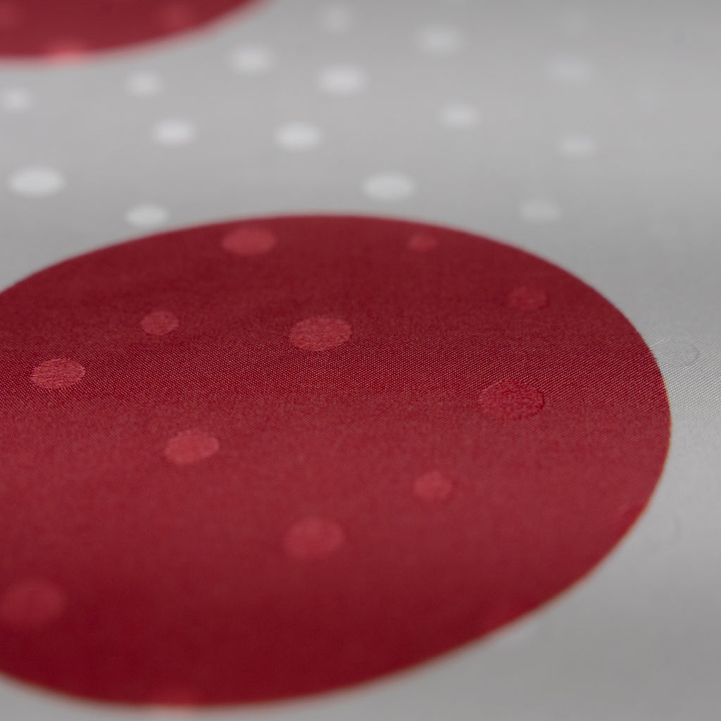 Silk Jacquard - Geometric - Red on White Polka Dots