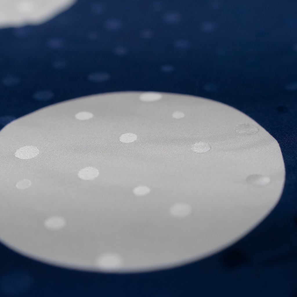 Silk Jacquard - Geometric - White on Blue Polka Dots