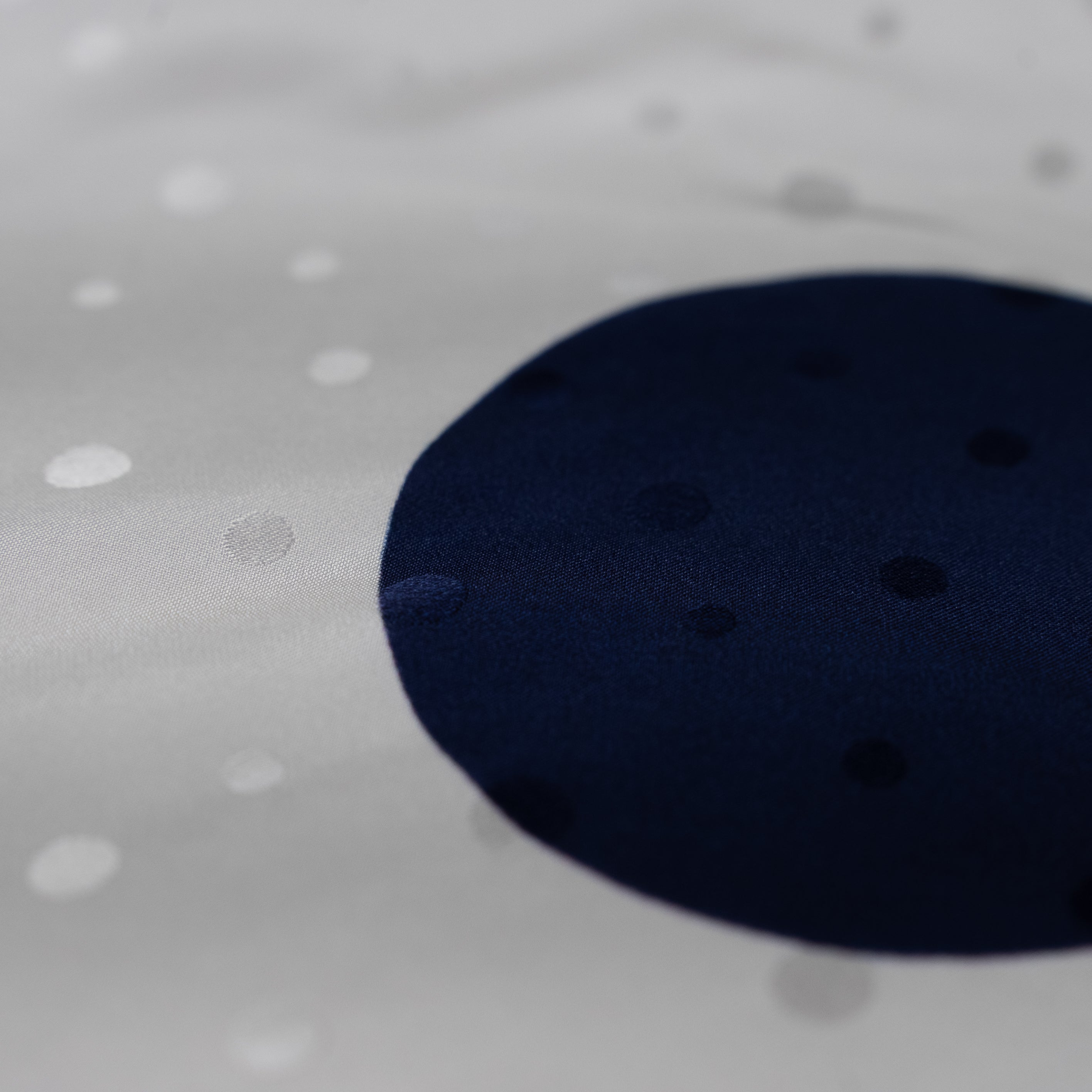 Silk Jacquard - Geometric - Blue on White Polka Dots