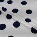Silk Jacquard - Geometric - Blue on White Polka Dots