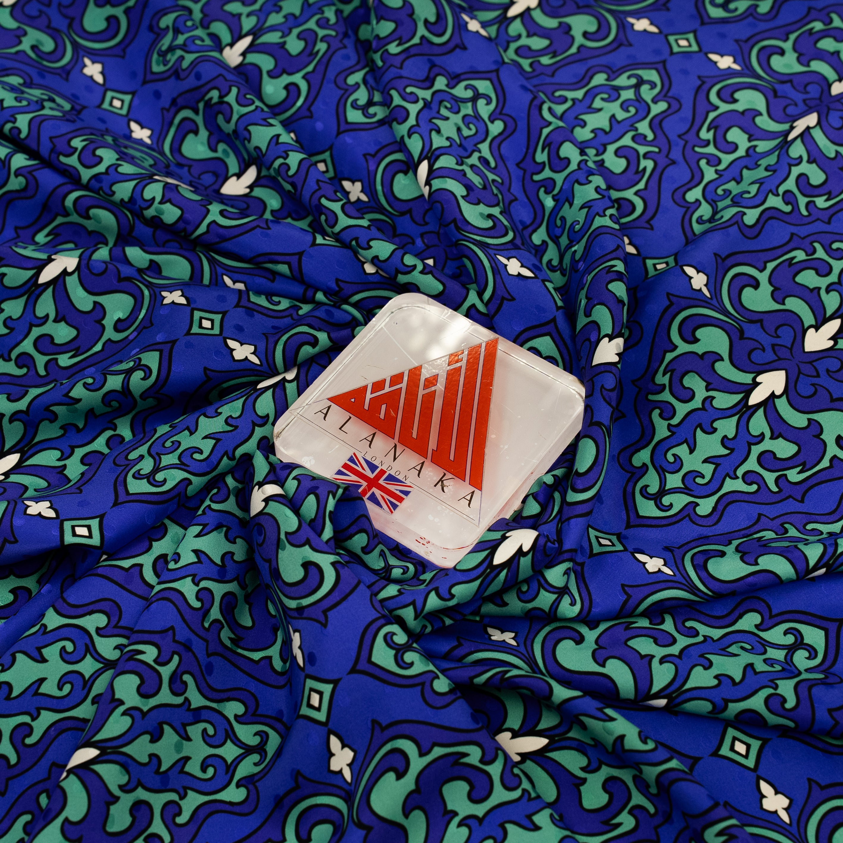 Silk Jacquard - Geometric - Blue & Turquoise