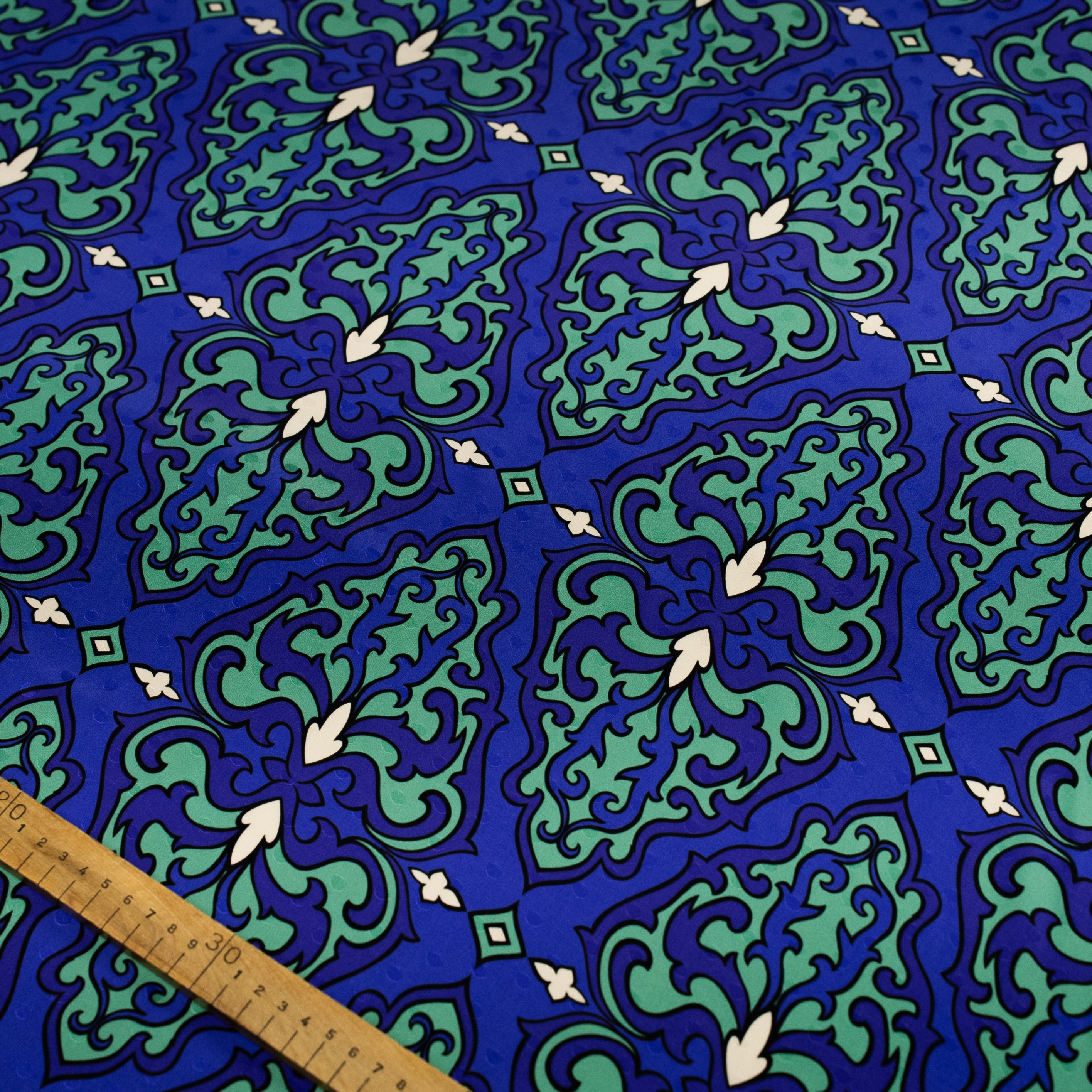 Silk Jacquard - Geometric - Blue & Turquoise