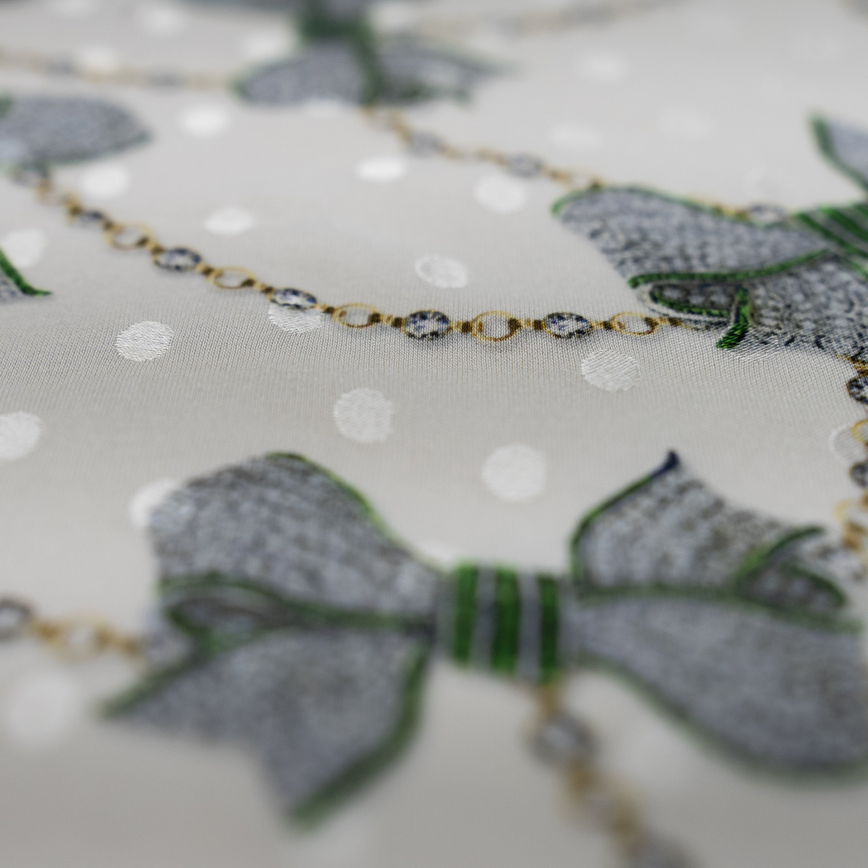 Silk Jacquard - Jewels - Diamond Bows on White #2