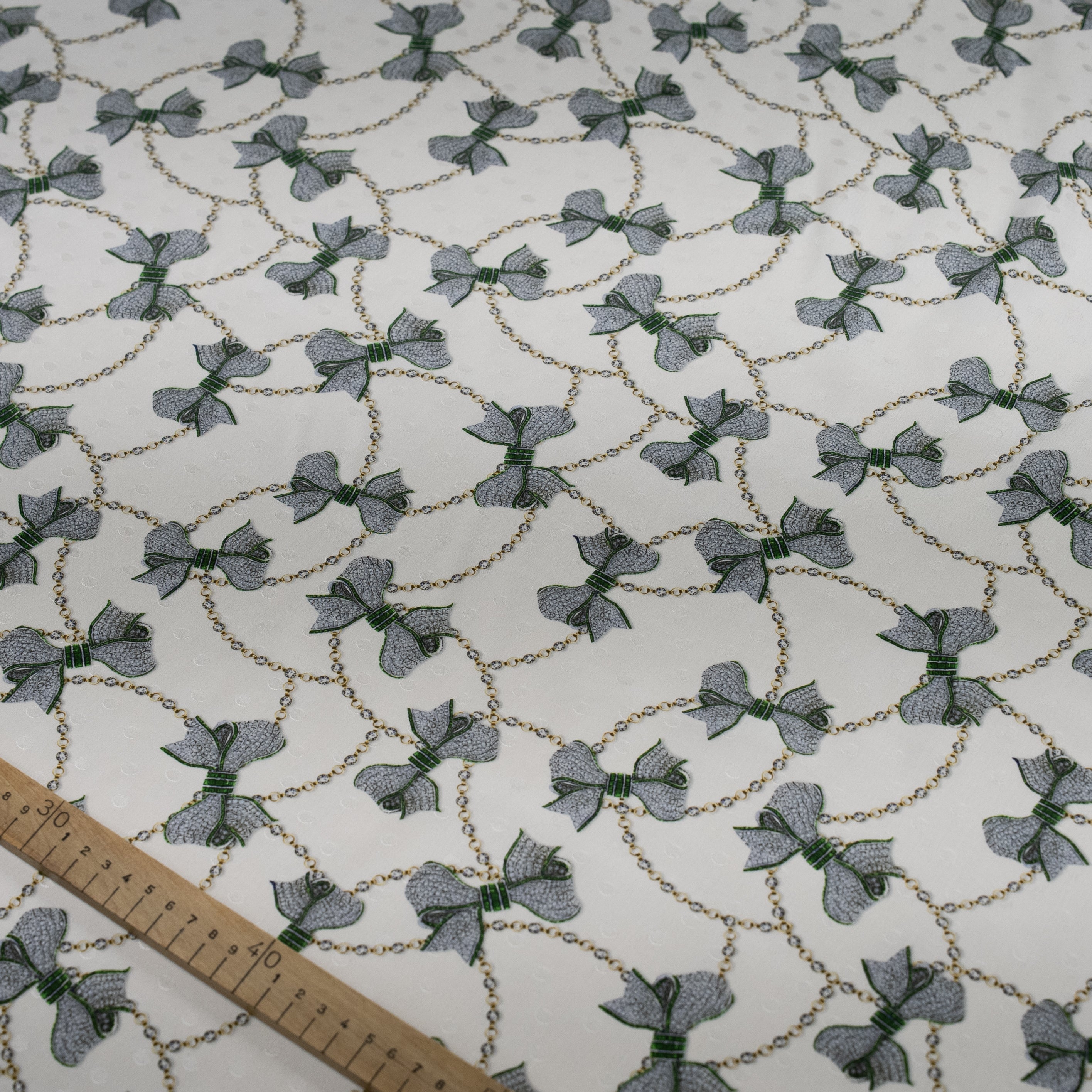 Silk Jacquard - Jewels - Diamond Bows on White #2