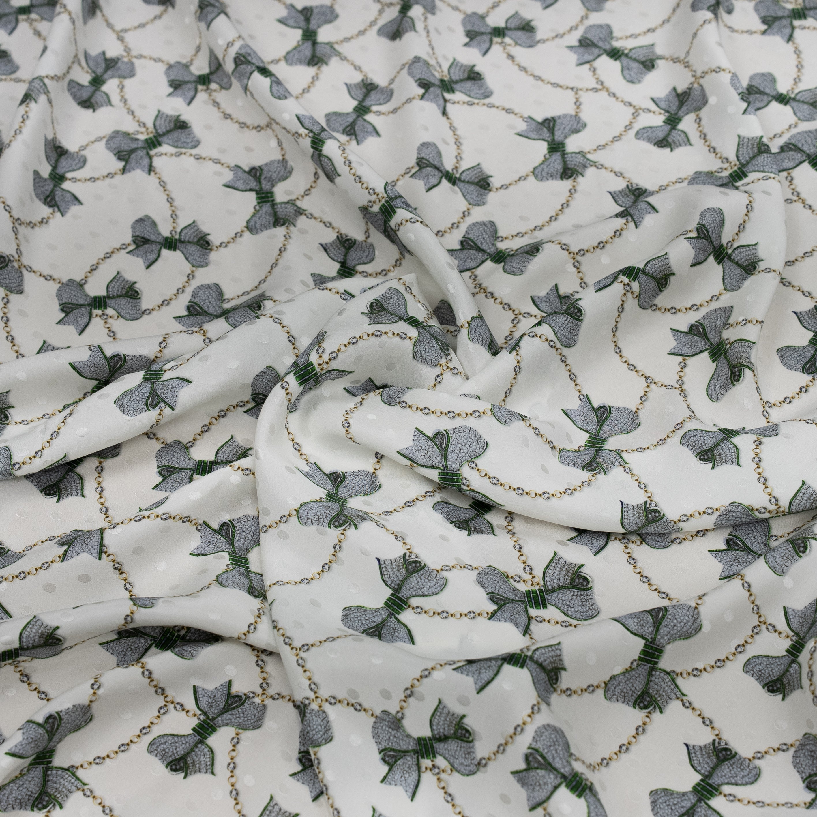 Silk Jacquard - Jewels - Diamond Bows on White #2