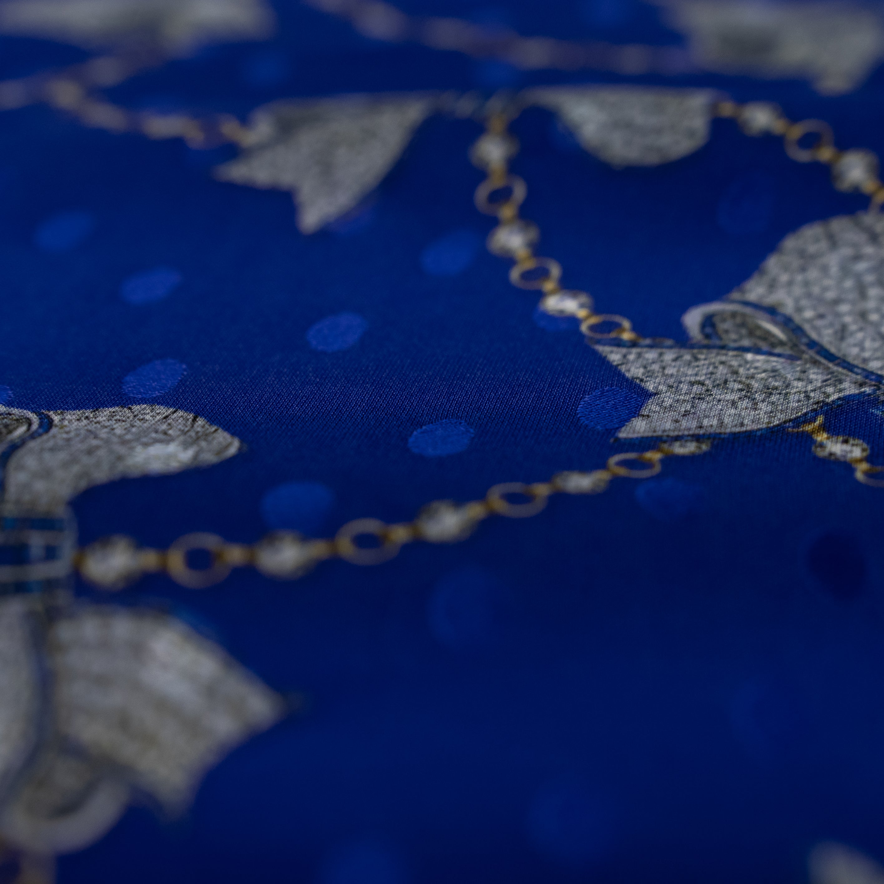 Silk Jacquard - Jewels - Diamond Bows on Blue