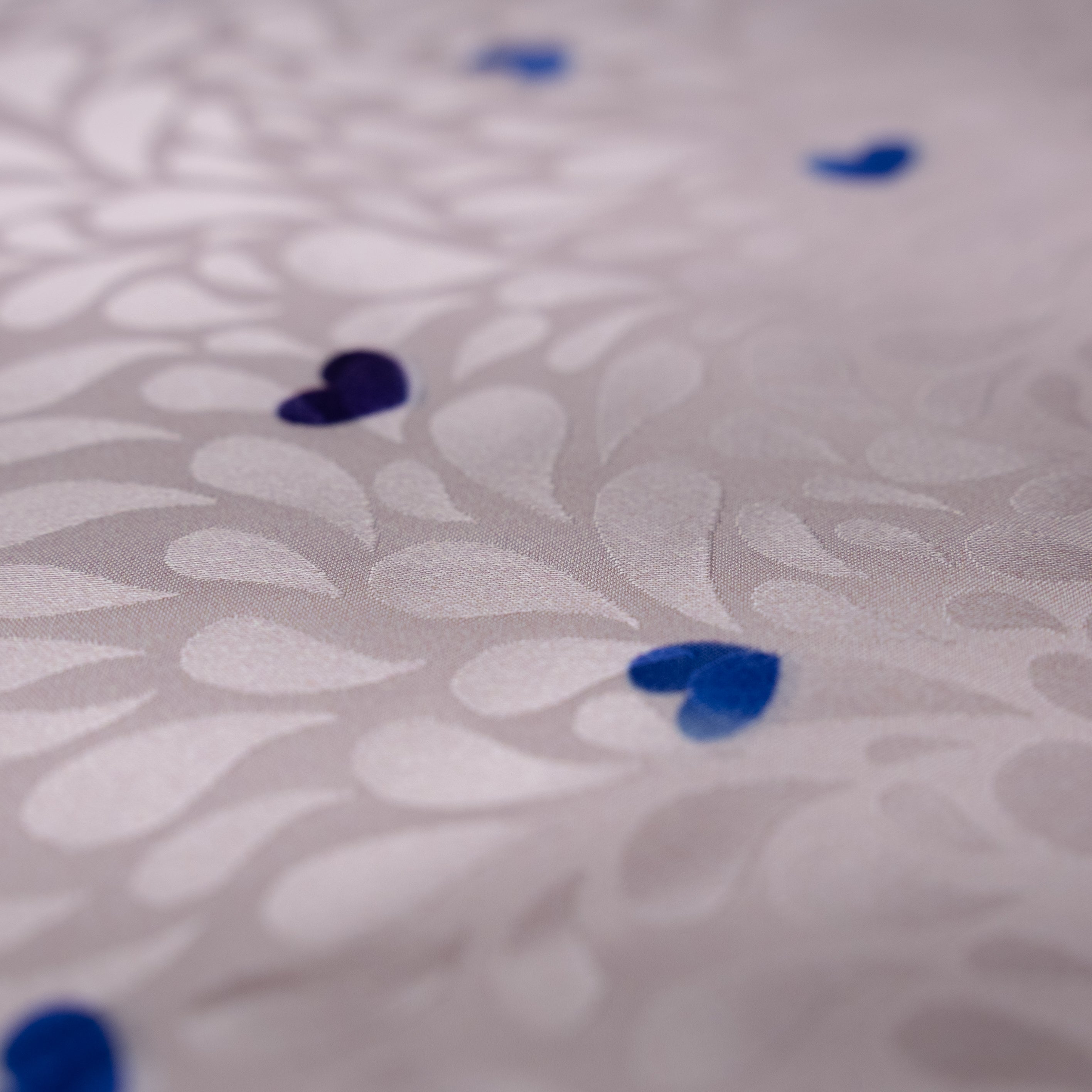 Silk Jacquard - Geometric - Blue Love Hearts on Pink