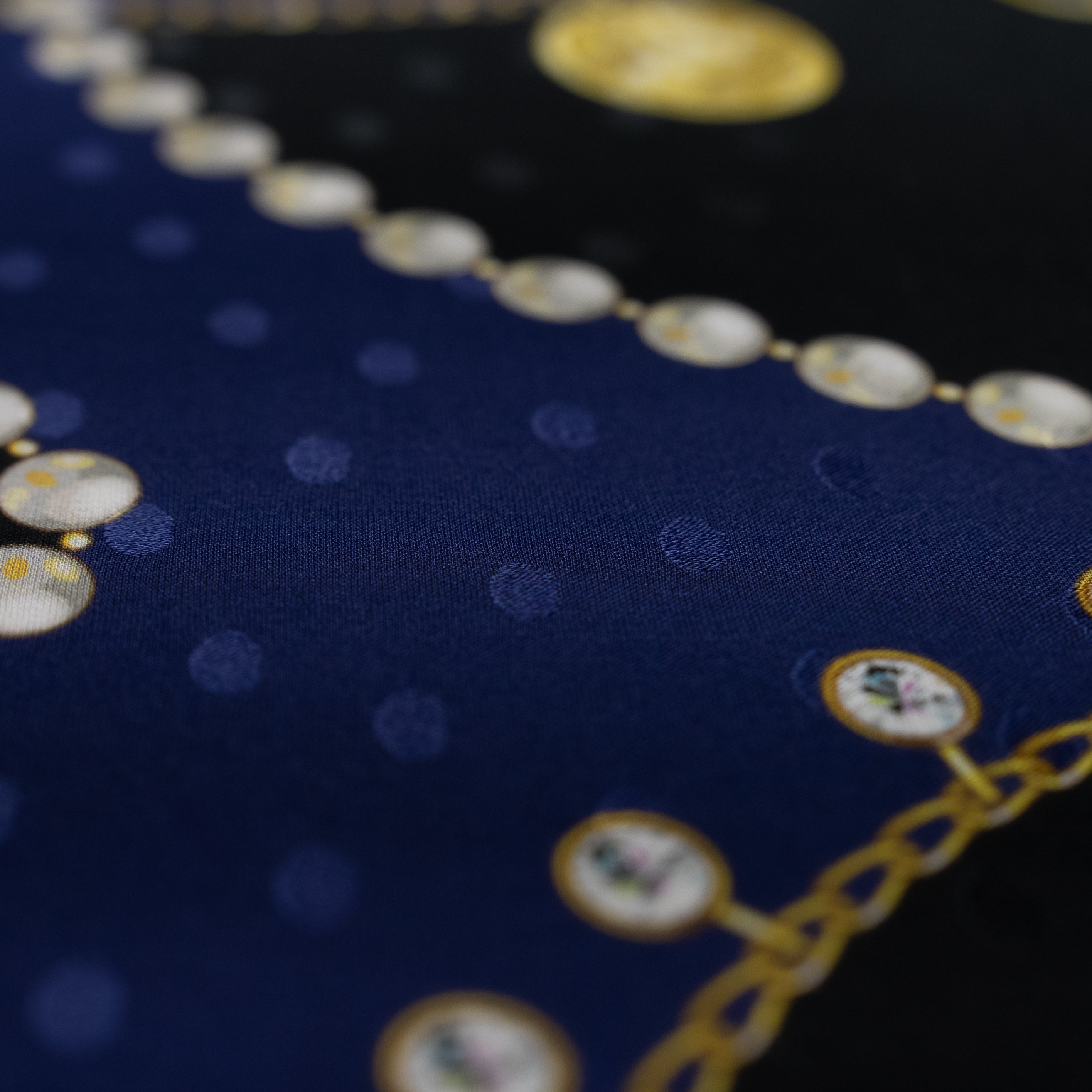 Silk Jacquard - Jewels - Mixed Jewellery on Black & Navy