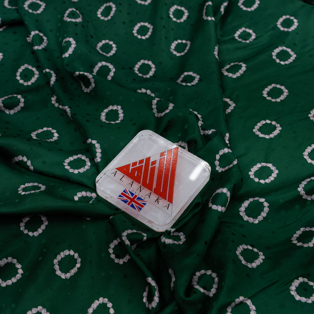 Silk Jacquard - Jewels - Diamond Rings on Green