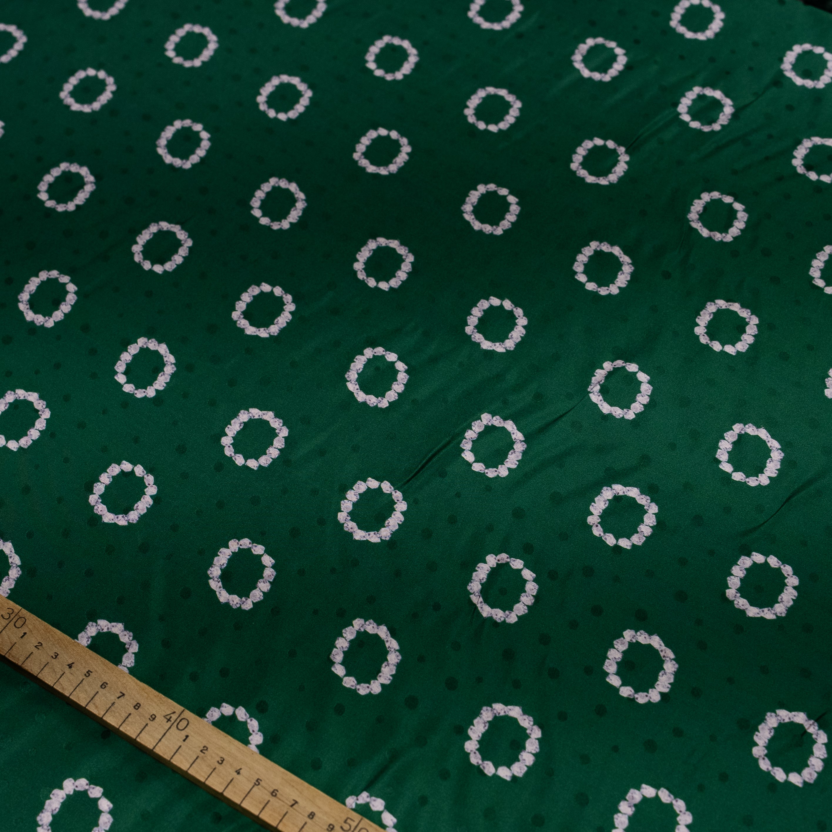 Silk Jacquard - Jewels - Diamond Rings on Green