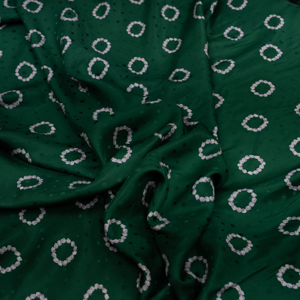 Silk Jacquard - Jewels - Diamond Rings on Green