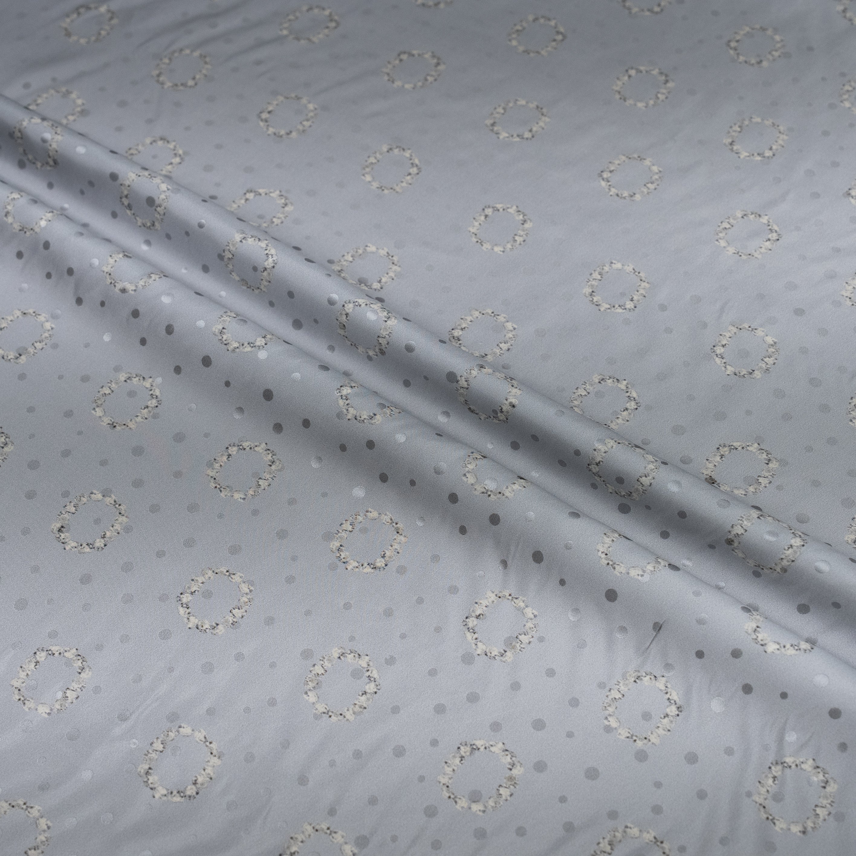 Gray fabric with circular pattern