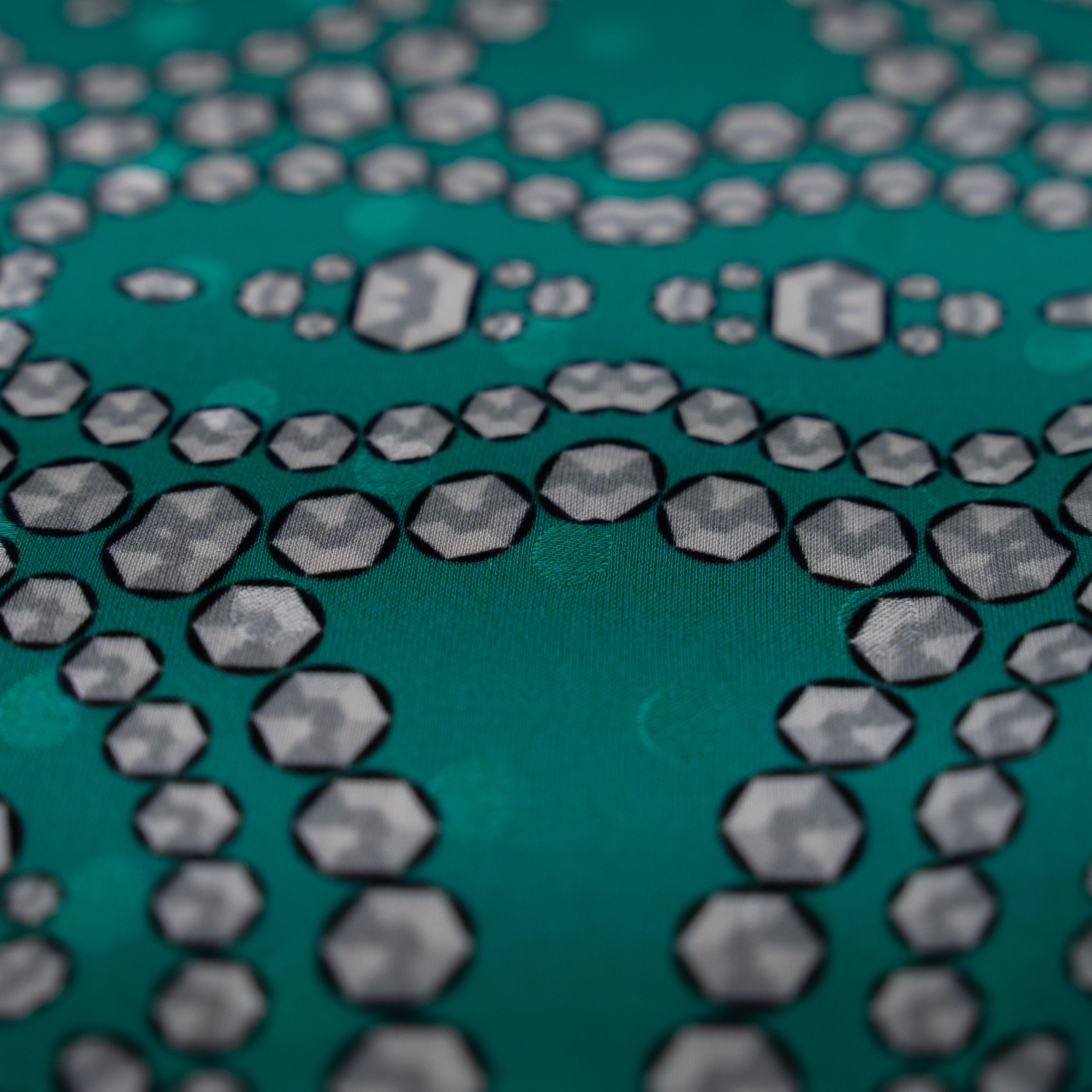 Silk Jacquard - Jewels - Geometric Diamonds on Teal