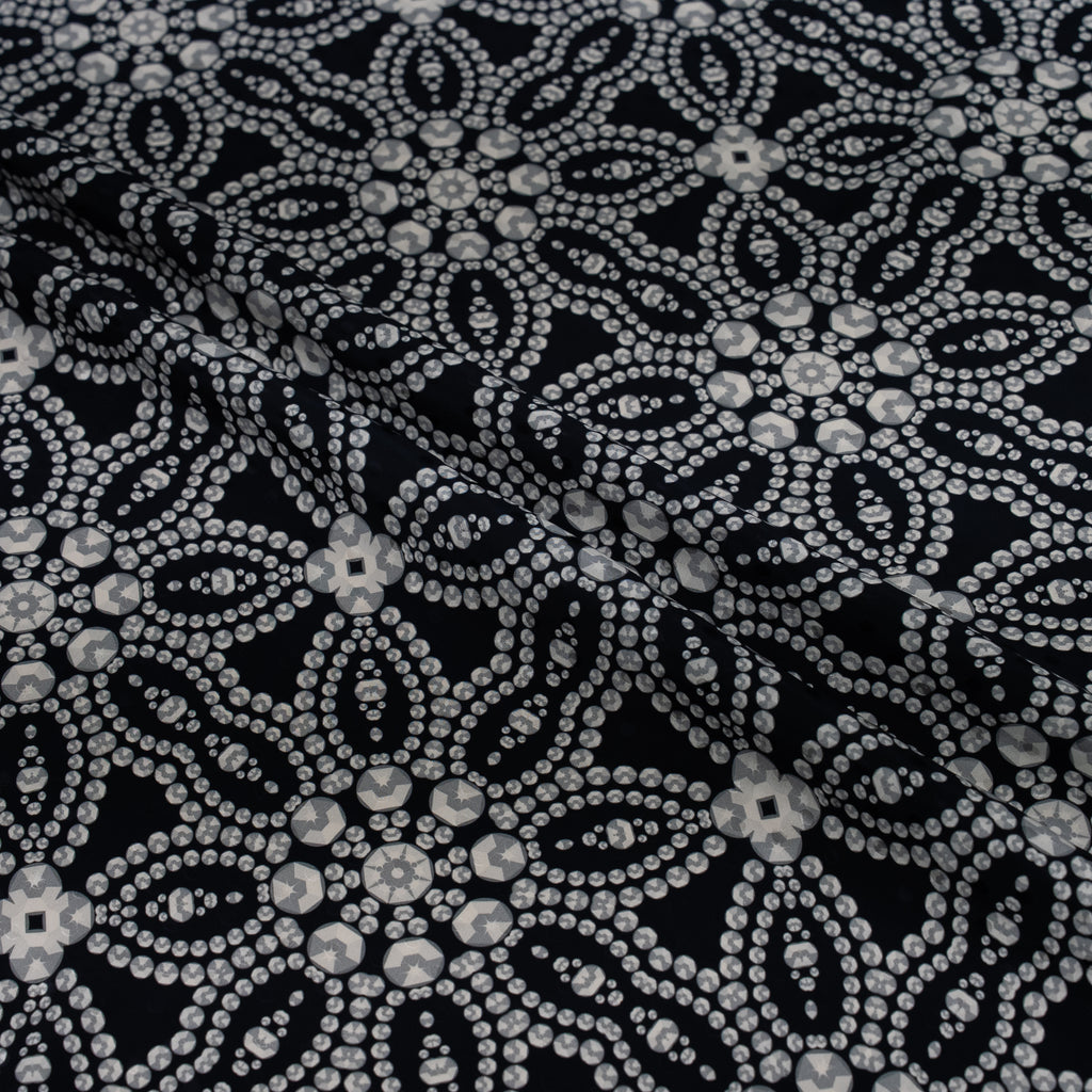 Silk Jacquard - Jewels - Geometric Diamonds on Black