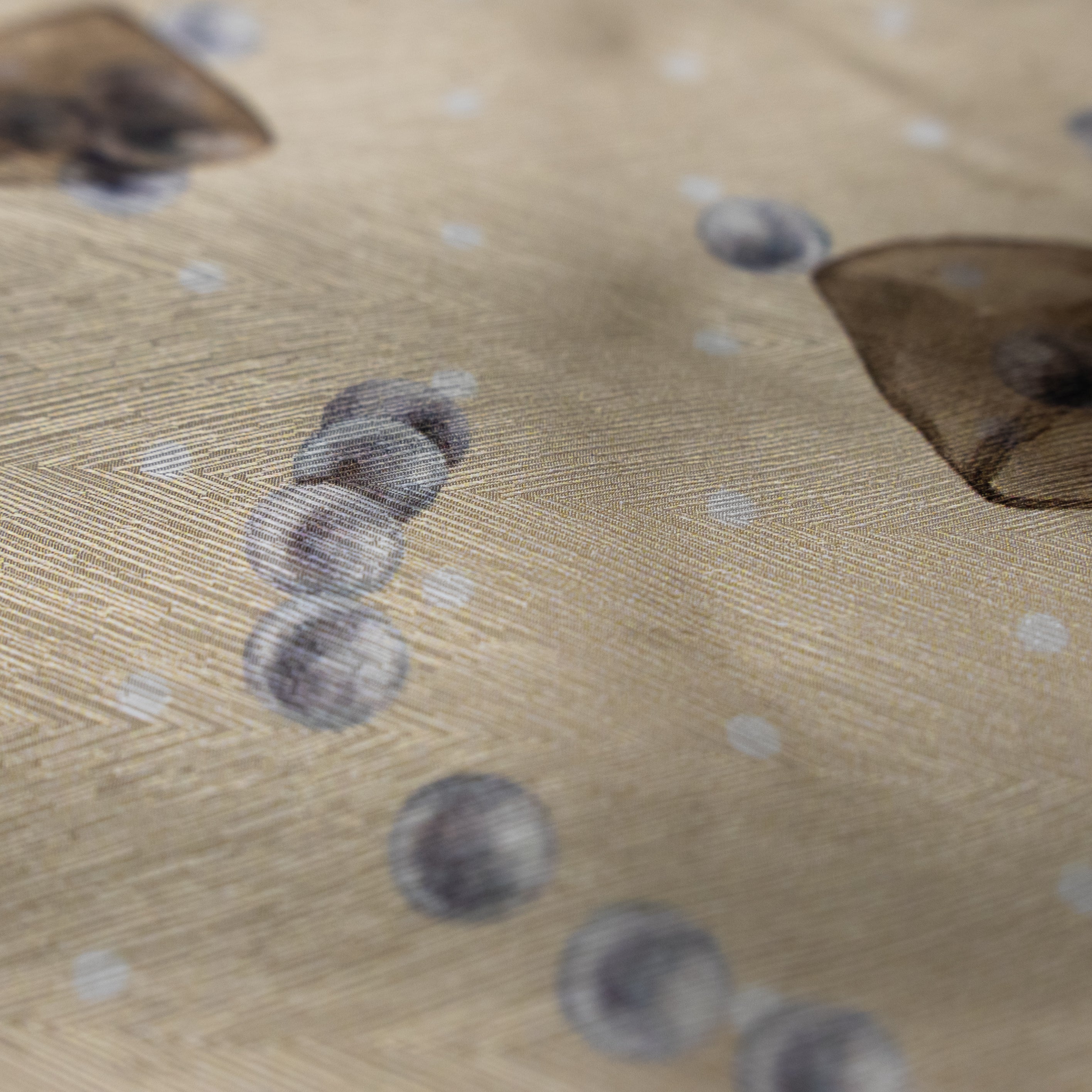 Silk Jacquard - Jewels - Pearls & Brown Bows on Cream