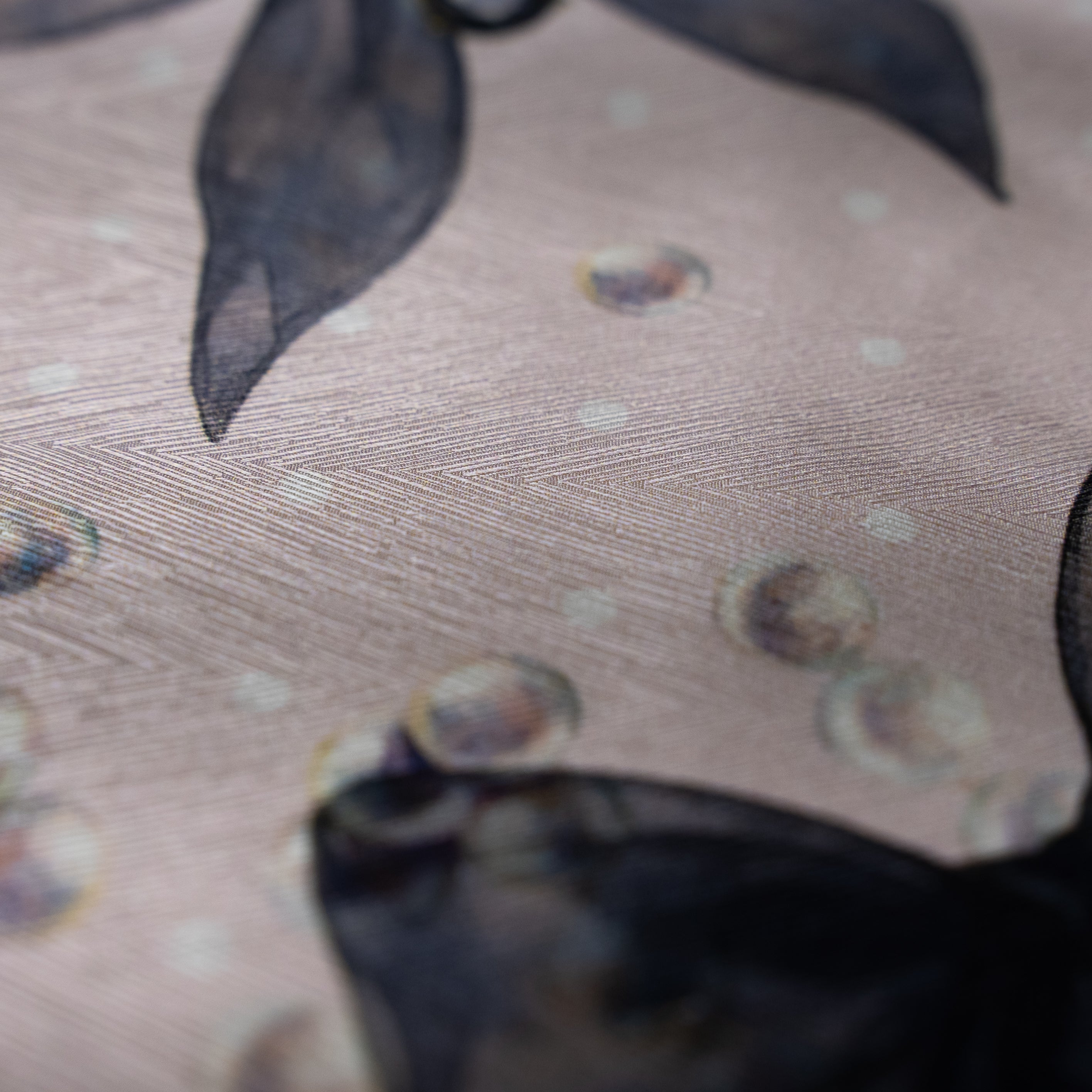 Silk Jacquard - Jewels - Pearls & Midnight Bows on Rose Pink