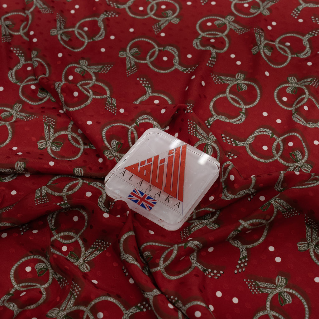 Silk Jacquard - Jewels - Bow Bracelets on Red