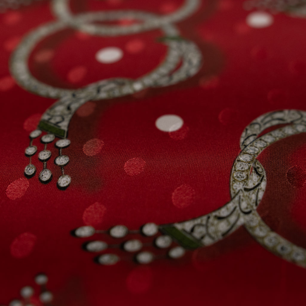 Silk Jacquard - Jewels - Bow Bracelets on Red