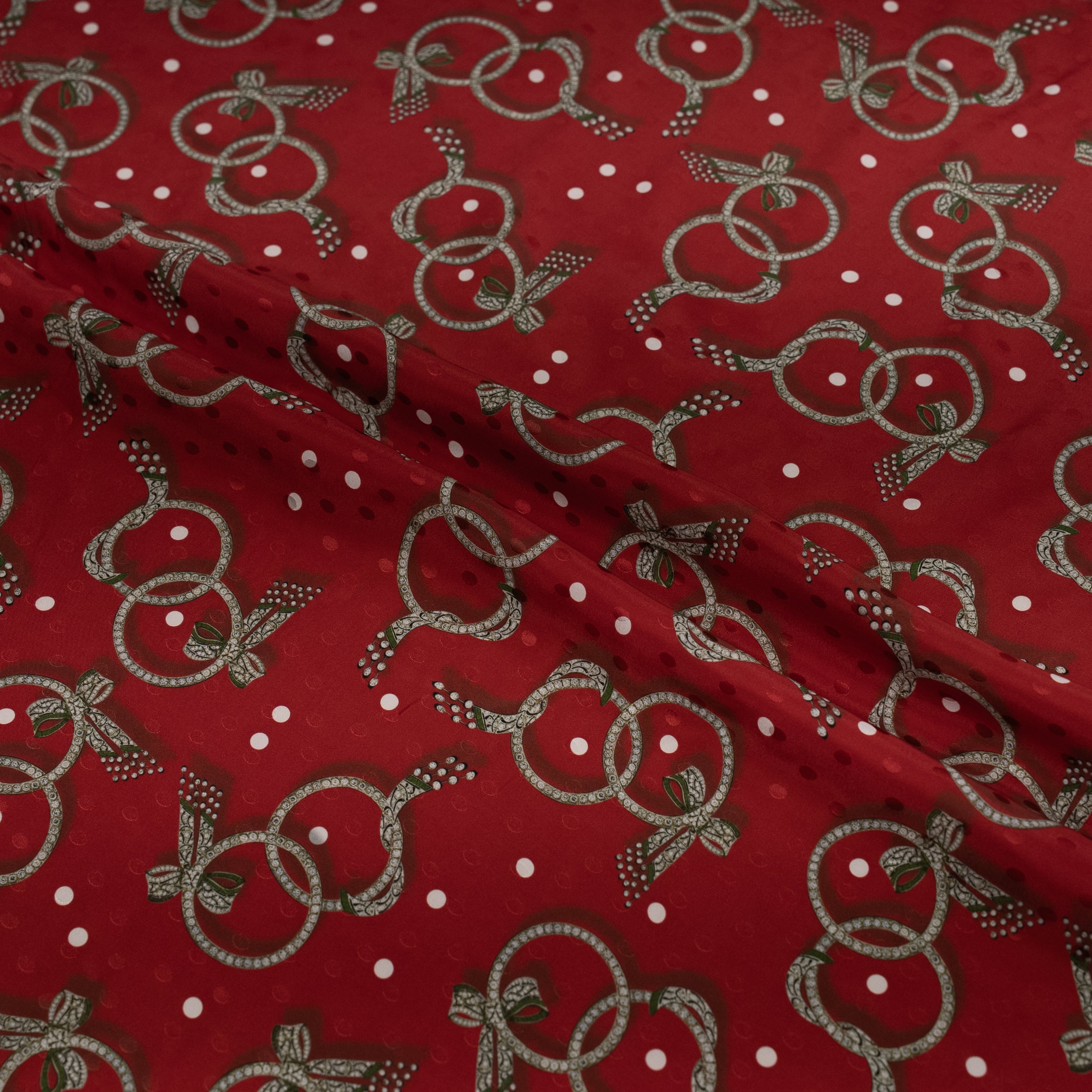 Silk Jacquard - Jewels - Bow Bracelets on Red