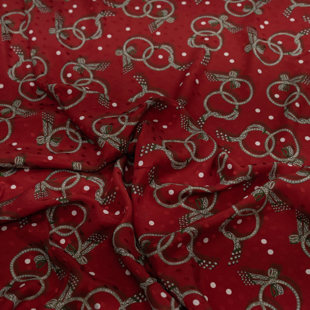 Silk Jacquard - Jewels - Bow Bracelets on Red