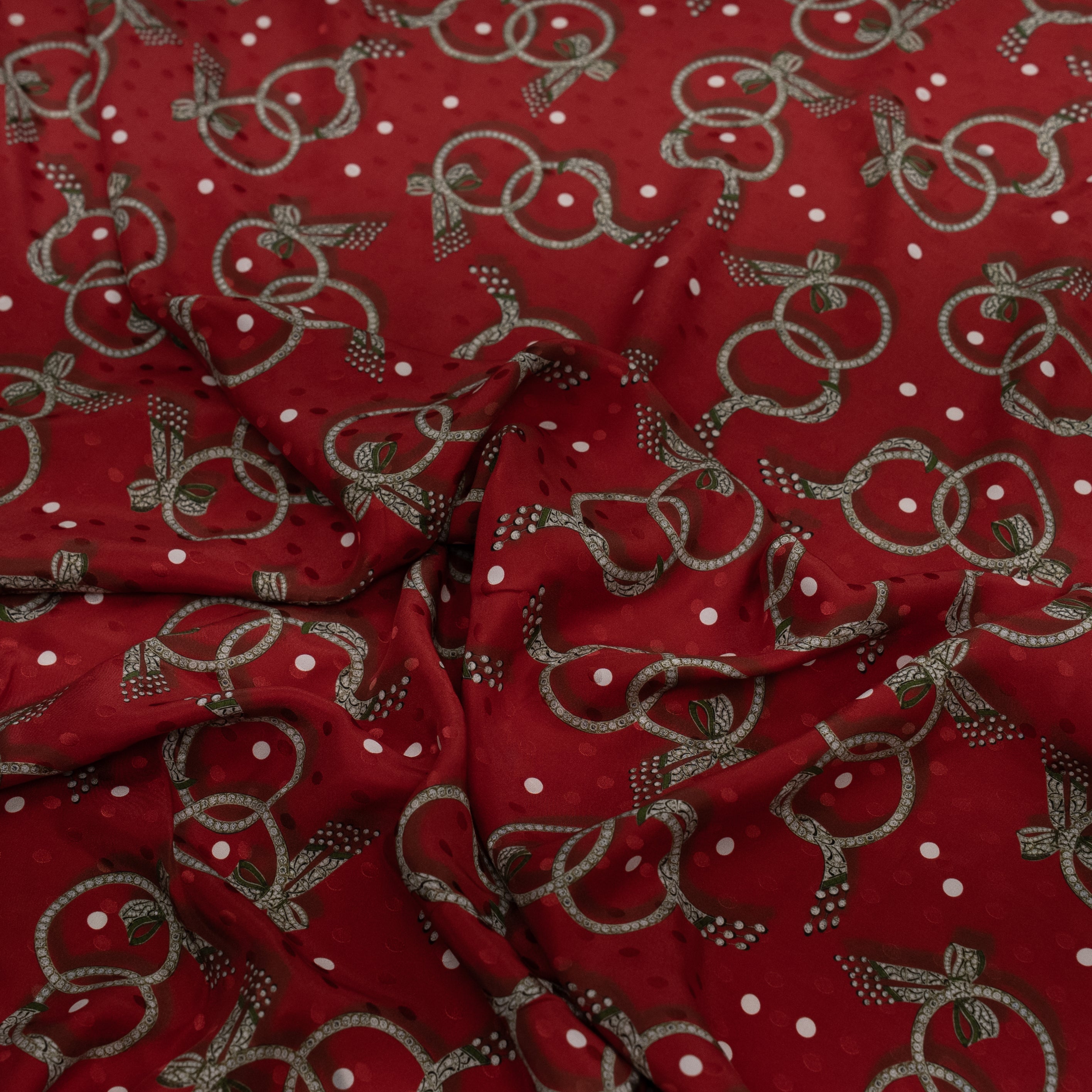 Silk Jacquard - Jewels - Bow Bracelets on Red