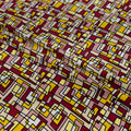 Silk Jacquard - Geometric - Crimson & Yellow Abstract Overlaps