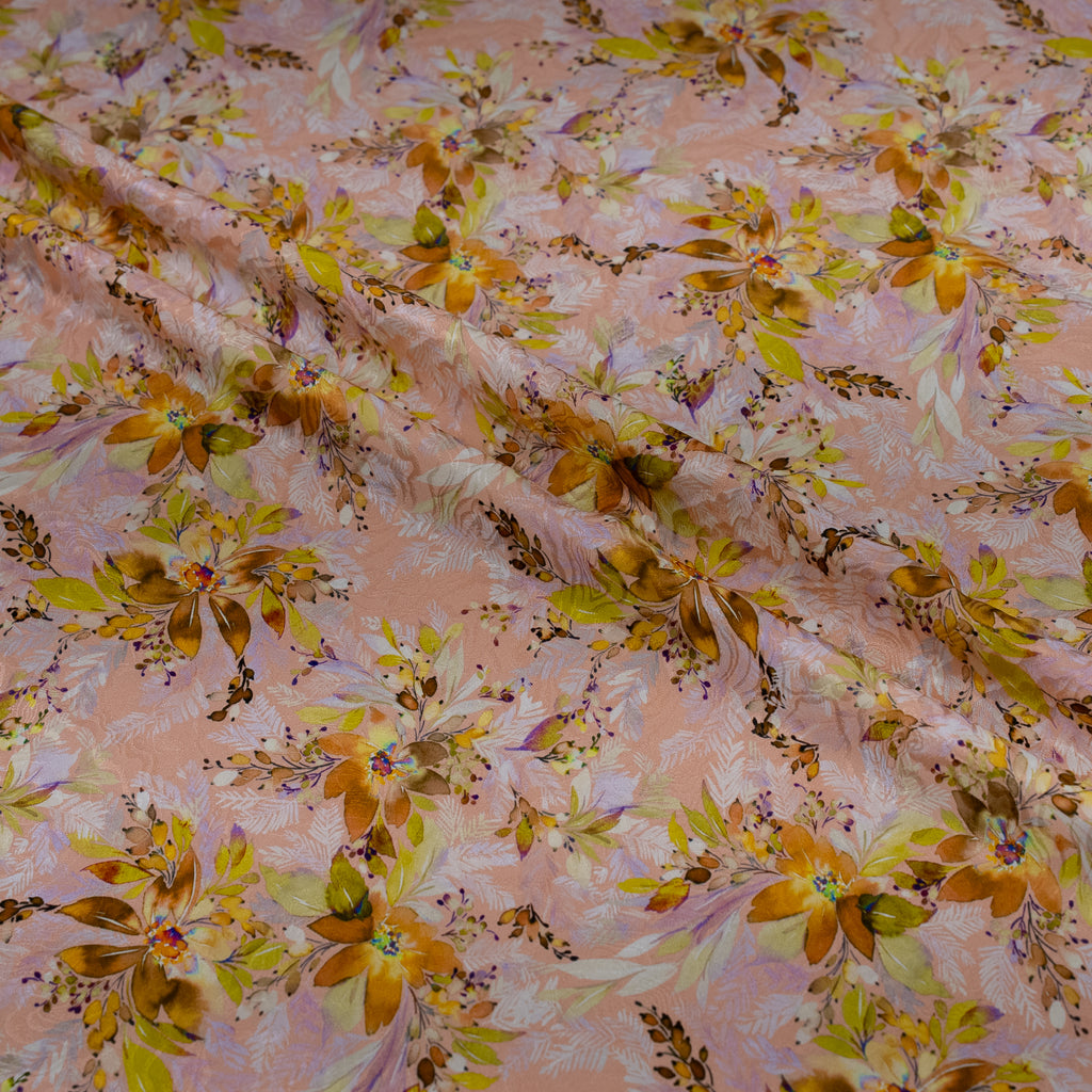 Floral fabric pattern with pink background