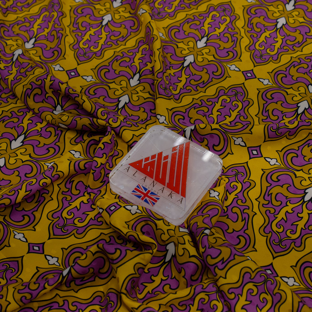 Silk Jacquard - Geometric - Orange & Purple