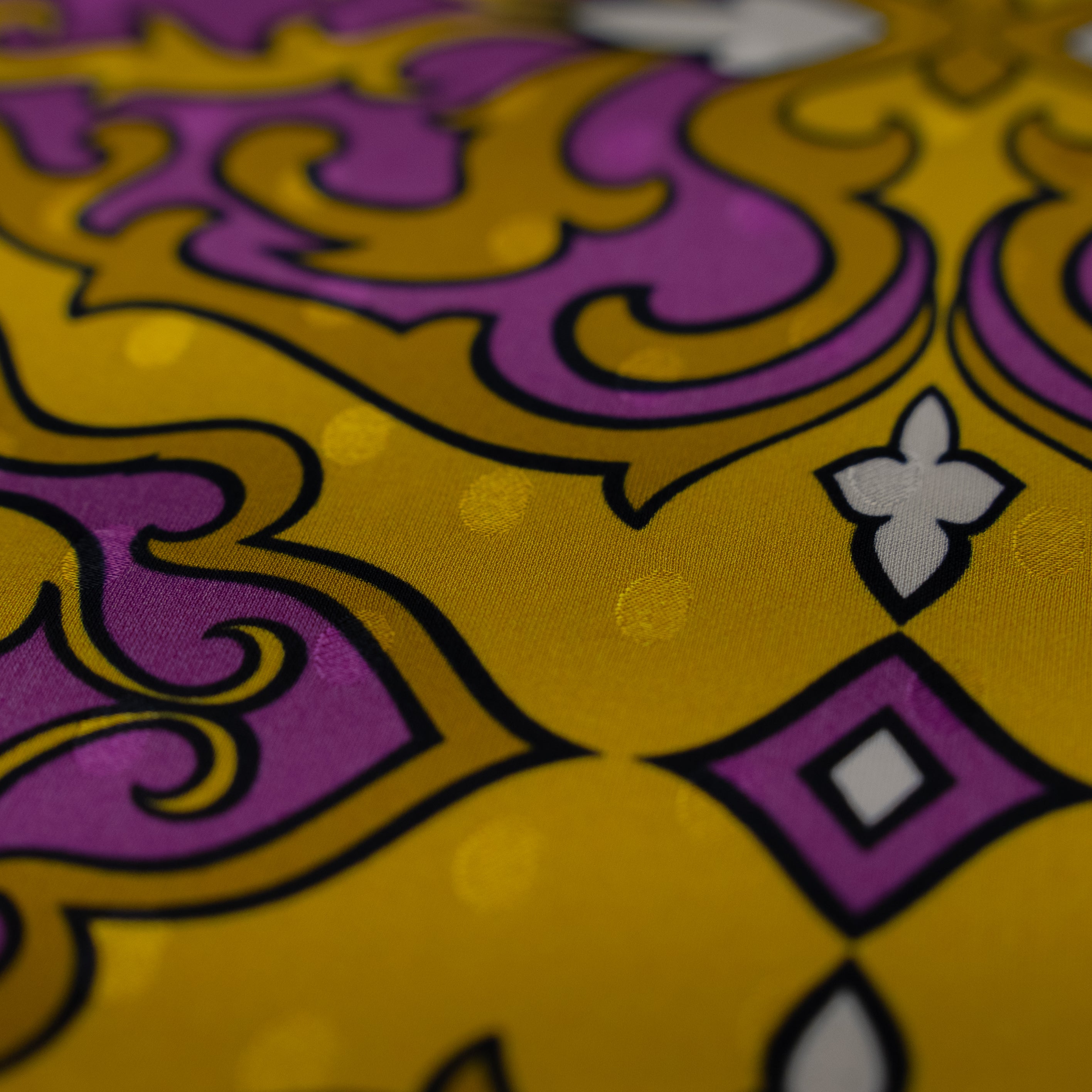 Silk Jacquard - Geometric - Orange & Purple
