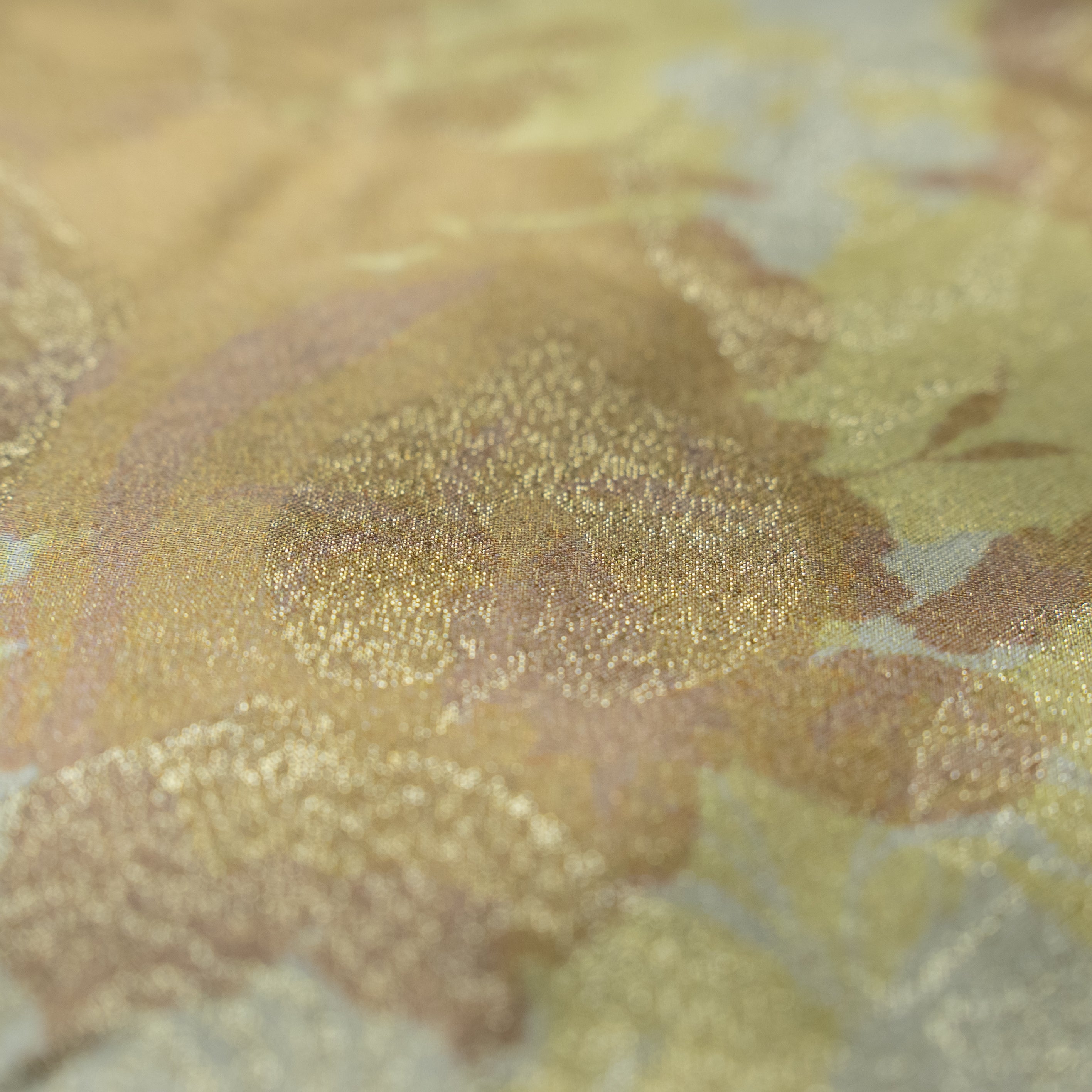 Silk Jacquard - Floral - Yellow with Gold Foil Finish