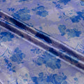 Silk Jacquard - Floral - Blue with Gold Foil Finish