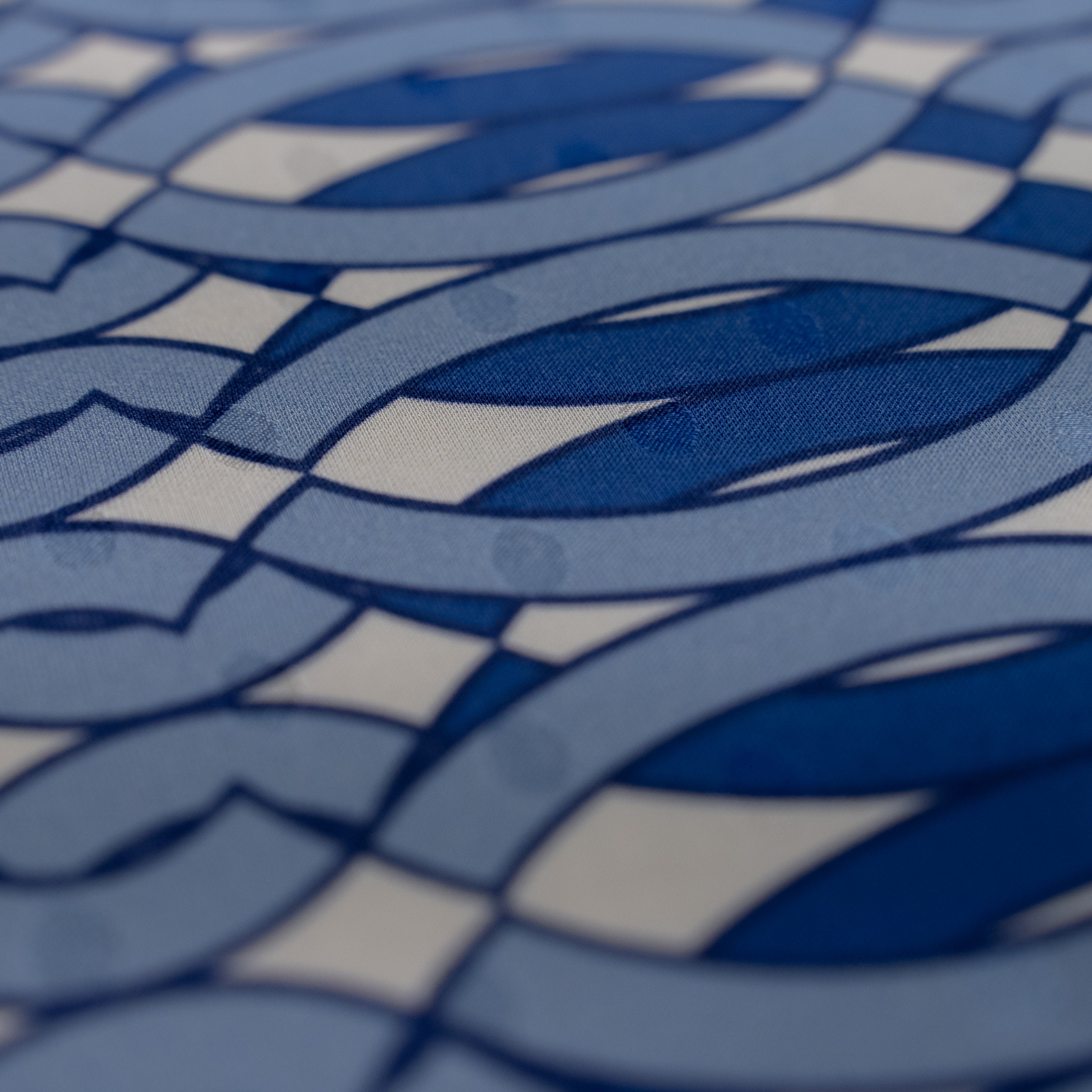 Silk Jacquard - Geometric - Blue & White